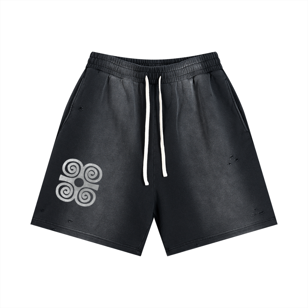 Unknwn Strength Sun Fade Distressed Shorts