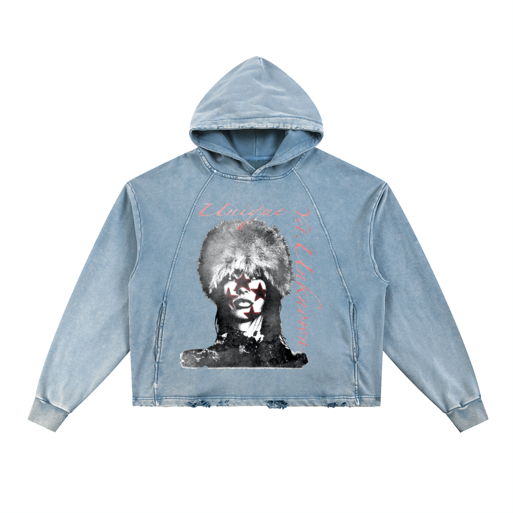 UYU Vintage Washed Frayed Hoodie