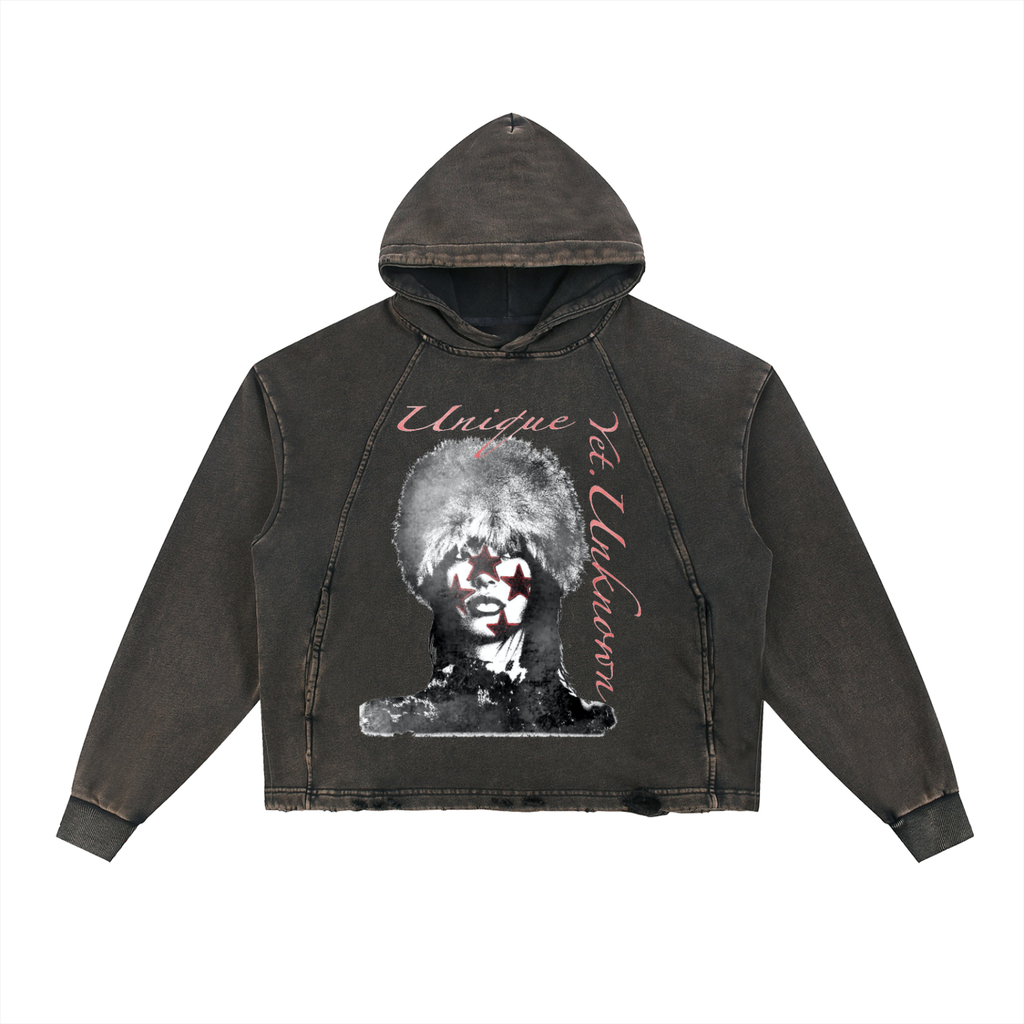 UYU Vintage Washed Frayed Hoodie