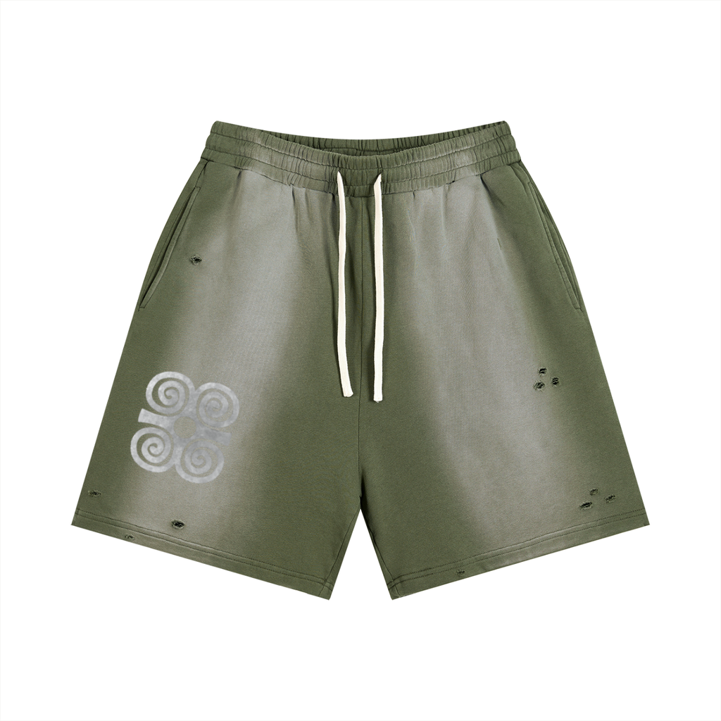 Unknwn Strength Sun Fade Distressed Shorts
