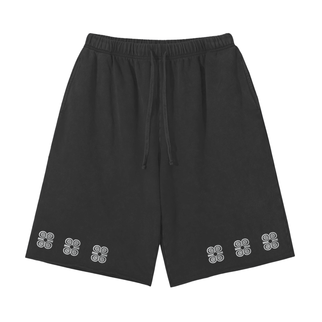 Snow Washed Raw Hem Shorts