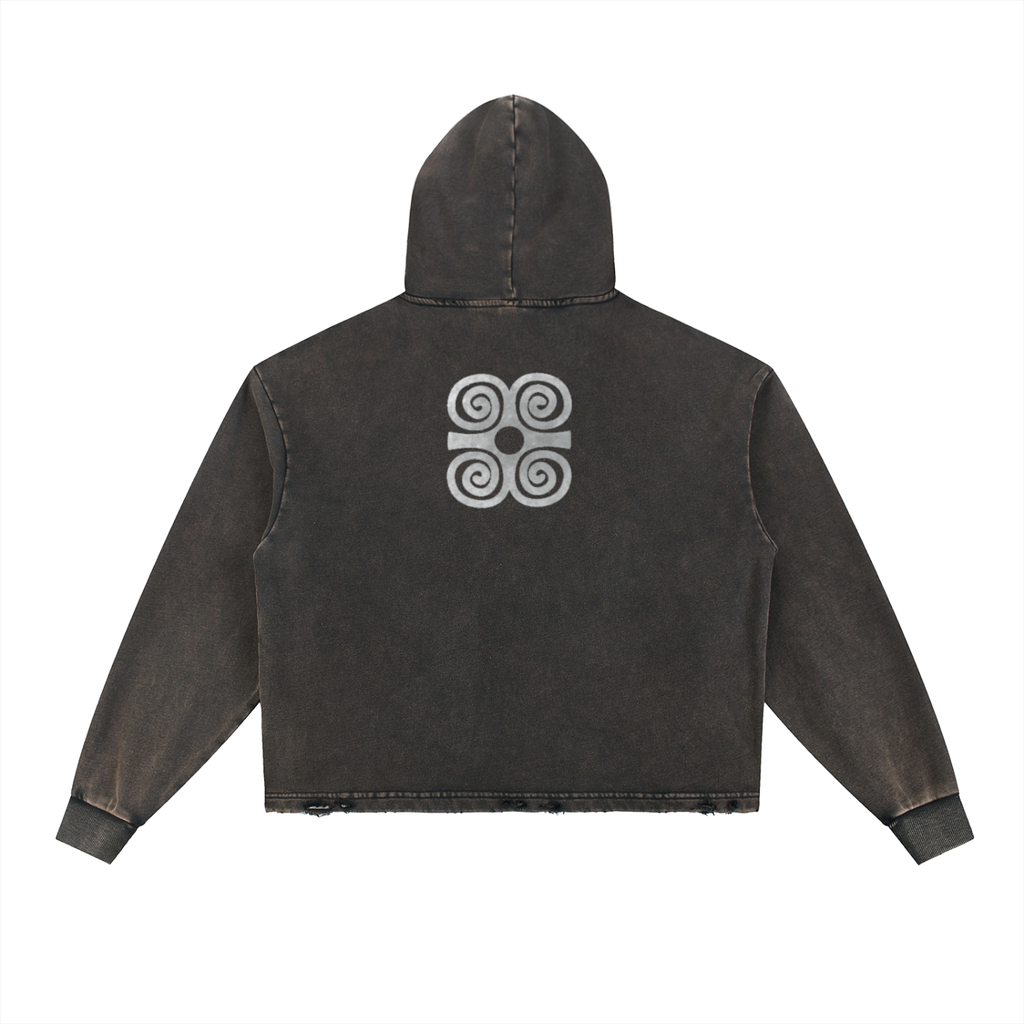 UYU Vintage Washed Frayed Hoodie